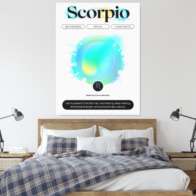 Modern Zodiac Sign Scorpio Quote Vatten Inslag Canvastryck (Insitu (sovrum))