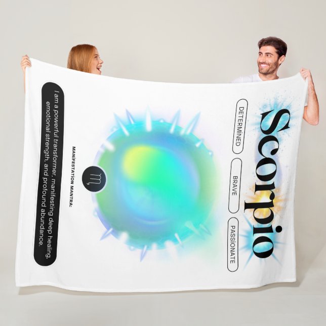 Modern Zodiac Sign Scorpio Quote Vatten Inslag Fleecefilt (På plats)