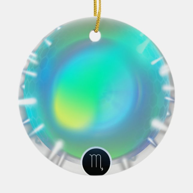 Modern Zodiac Sign Scorpio Quote Vatten Inslag Julgransprydnad Keramik (Framsidan)