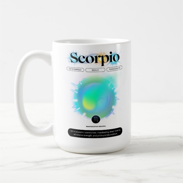 Modern Zodiac Sign Scorpio Quote Vatten Inslag Kaffemugg (Vänster)