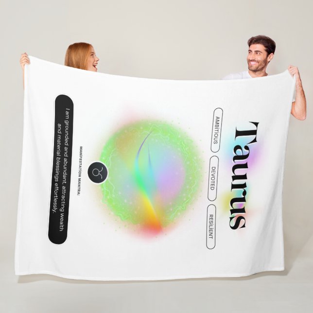 Modern Zodiac Sign Taurus Citote Earth Inslag Fleecefilt (På plats)