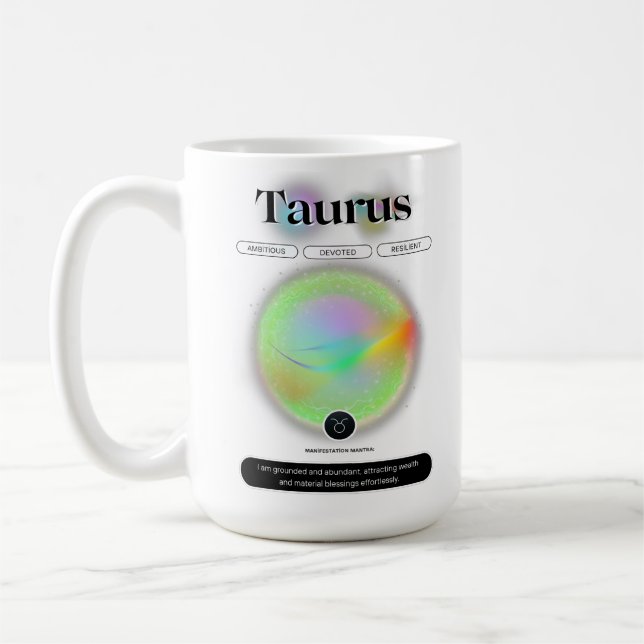 Modern Zodiac Sign Taurus Citote Earth Inslag Kaffemugg (Vänster)