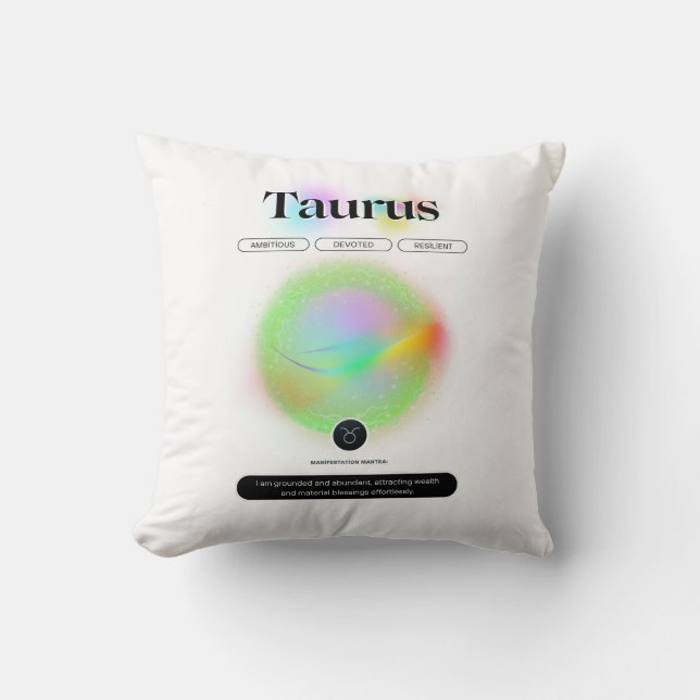 Modern Zodiac Sign Taurus Citote Earth Inslag Kudde (Framsida)