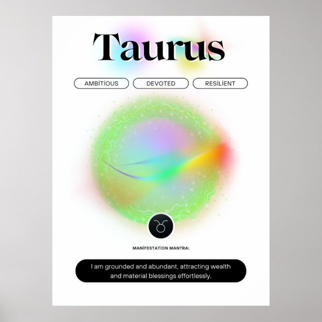 Modern Zodiac Sign Taurus Citote Earth Inslag Poster (Framsidan)