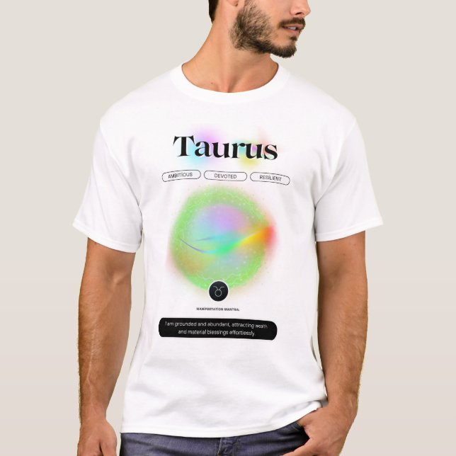 Modern Zodiac Sign Taurus Citote Earth Inslag T Shirt (Framsida)