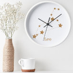 Modern Zodiac-signal Guld Leo| Brand i Inslag Rund Klocka<br><div class="desc">Modern Zodiac-signal Guld Leo| Brand i Inslag</div>