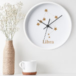 Modern Zodiac-signal Guld Libra| Inslag Luft Rund Klocka<br><div class="desc">Modern Zodiac-signal Guld Libra| Inslag Luft</div>