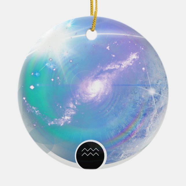 Modern Zodiac-tecken Aquarius-citat Luft Inslag Julgransprydnad Keramik (Framsidan)