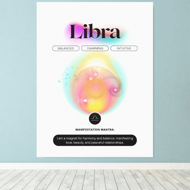 Modern Zodiac-tecken Libra-citat Luft Inslag Canvastryck (Insitu (trägolv))