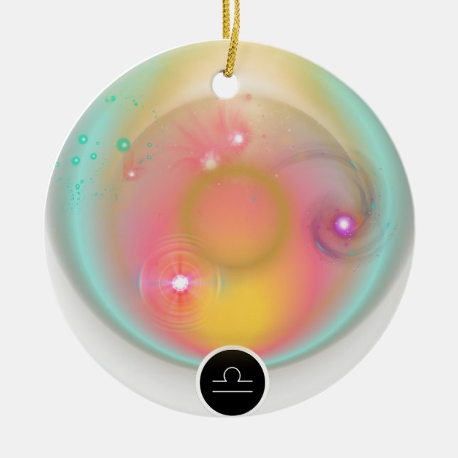 Modern Zodiac-tecken Libra-citat Luft Inslag Julgransprydnad Keramik (Framsidan)