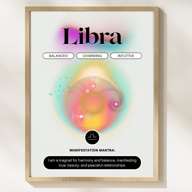 Modern Zodiac-tecken Libra-citatet Luft Inslag Pos Poster (Modern Zodiac Sign Libra Quote Air Element Poster)
