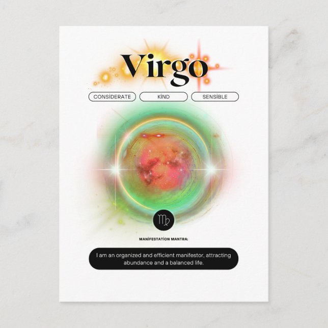 Modern Zodiac-tecken Våg citat jorden Inslag Vykort (Framsida)