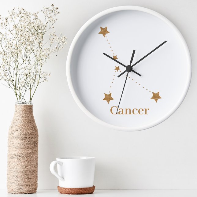 Modern zodiac-tecknet Guld cancer| Inslag Vatten Rund Klocka (Skapare uppladdad)