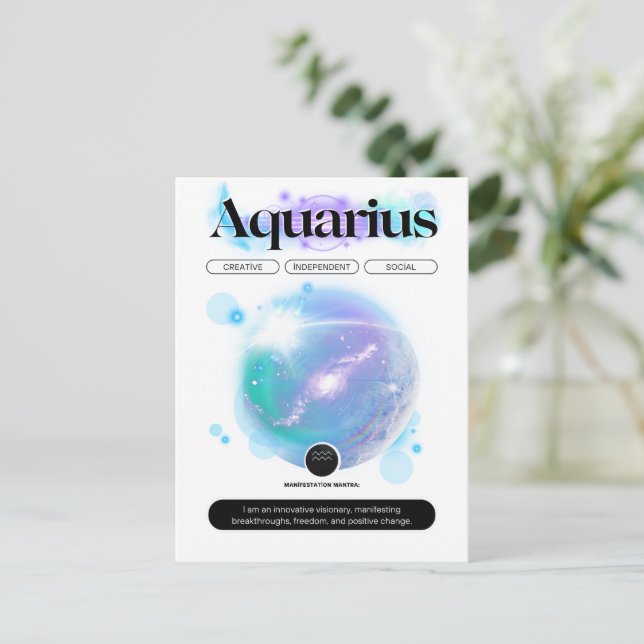 Modern Zodiak Stjärntecken Vattumannen Citat Luft  Vykort (Stående Fram)