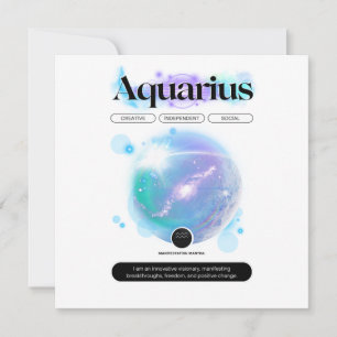 Modern Zodiak-tecken Vattumannens Citat Luft Eleme Inbjudningar