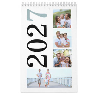Moderna 17 familjefoton Fet typografi 2027 Kalender