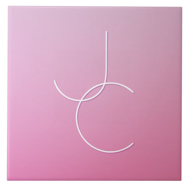 Moderna 2 överlappande initialer | Rosa Ombre Kakelplatta (Framsidan)