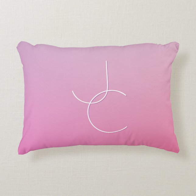 Moderna 2 överlappande initialer | Rosa Ombre Prydnadskudde (Framsidan)