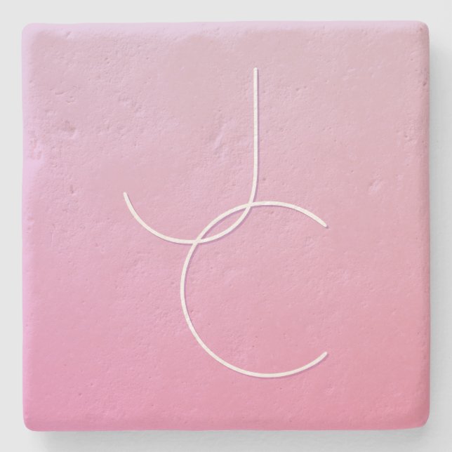 Moderna 2 överlappande initialer | Rosa Ombre Stenunderlägg (Framsidan)