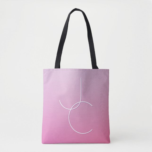 Moderna 2 överlappande initialer | Rosa Ombre Tygkasse (Framsida)