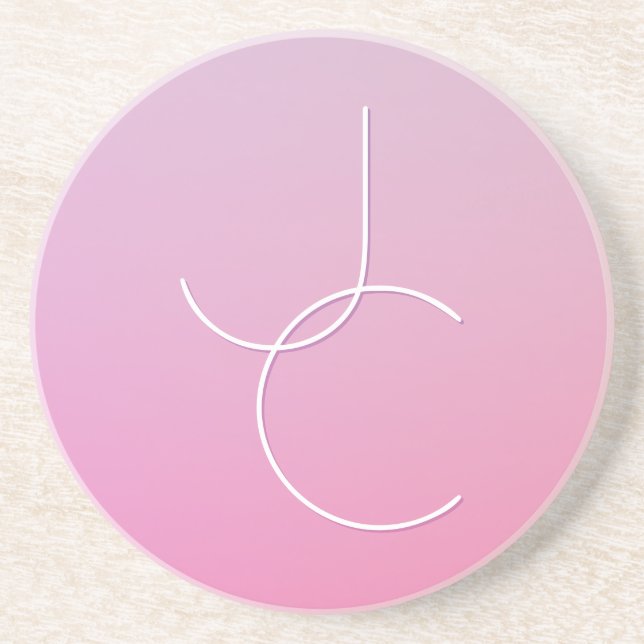 Moderna 2 överlappande initialer | Rosa Ombre Underlägg (Framsidan)