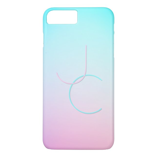 Moderna 2 Överlappande Initialer | Turkos Rosa Case-Mate iPhone Skal (Baksida)