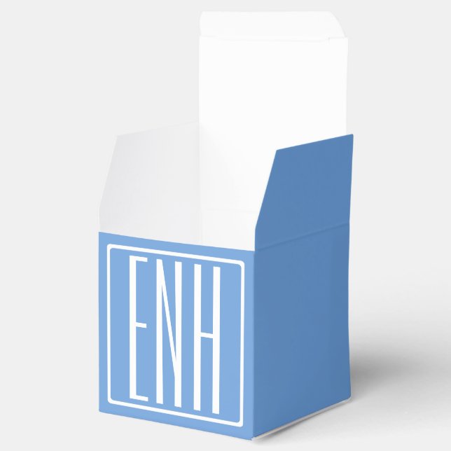Moderna 3 initialer monogram | Ljusblå Presentaskar (Öppnad)