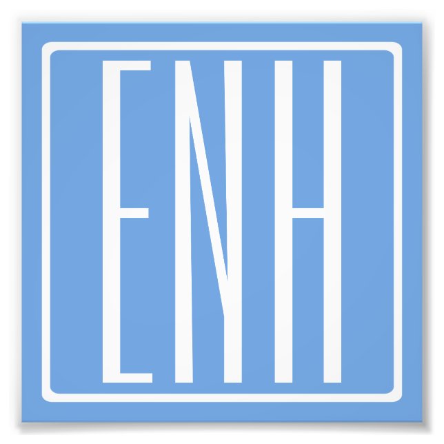 Moderna 3 initialer monogram | Mjuk blå Fototryck (Framsidan)
