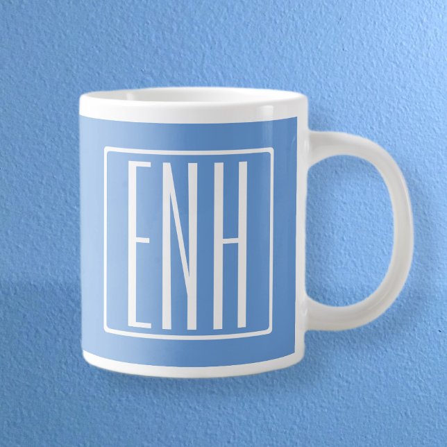 Moderna 3 initialer monogram | Mjuk blå Jumbo Mugg (Skapare uppladdad)