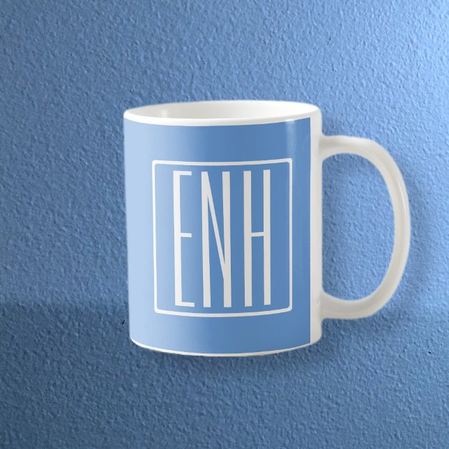 Moderna 3 initialer monogram | Mjuk blå Kaffemugg (Skapare uppladdad)