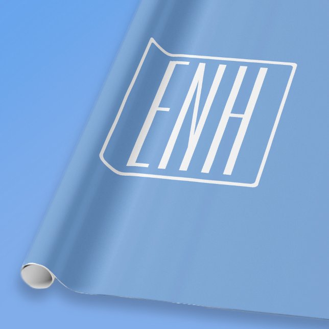 Moderna 3 initialer monogram | Mjuk blå Presentpapper (Skapare uppladdad)