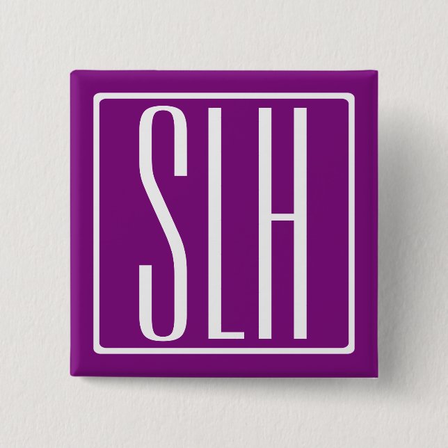 Moderna 3 initialer monogram | Vit & Lila Knapp (Framsida)