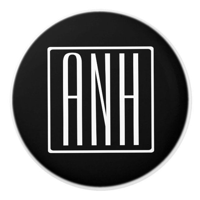 Moderna 3 initialer monogram | Vit på svart Knopp (Framsidan)