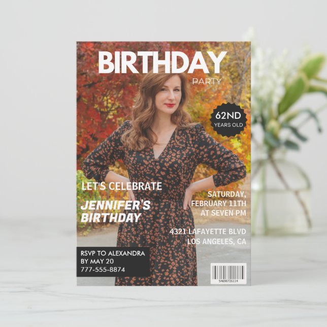 Moderna 62-års födelsedagsinbjudningar Stylish Mag Inbjudningar (Stående Fram)