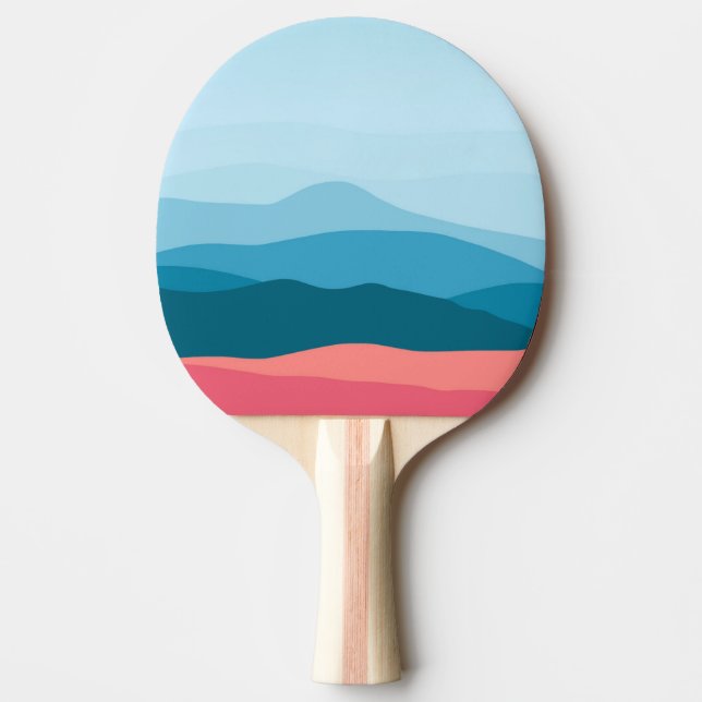 Moderna Abstrakt Pastell Blå Rosa Berg Pingisracket (Framsidan)