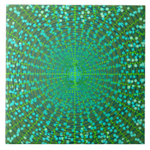 Moderna abstrakt Starburst, Jadegrönt och Aqua Kakelplatta