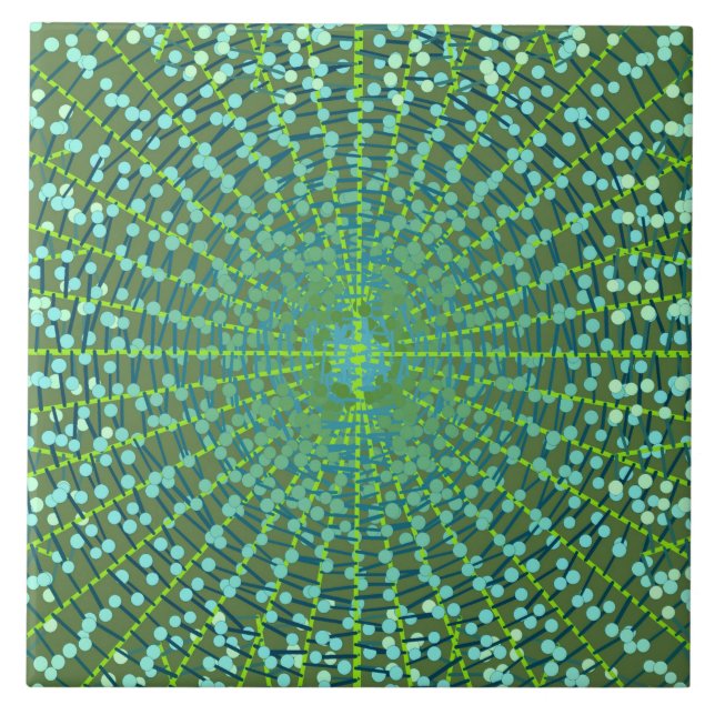 Moderna abstrakt Starburst, Jadegrönt och Aqua Kakelplatta (Framsidan)