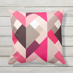 Moderna abstrakt trianglar, Fuchsia rosor och Utomhuskudde