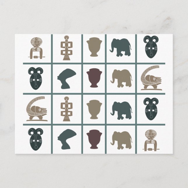 Moderna abstrakta afrikanska ornament och motiv vykort (Framsida)