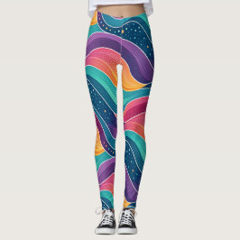 Moderna abstrakta flytande vågor nahtlös mönster leggings