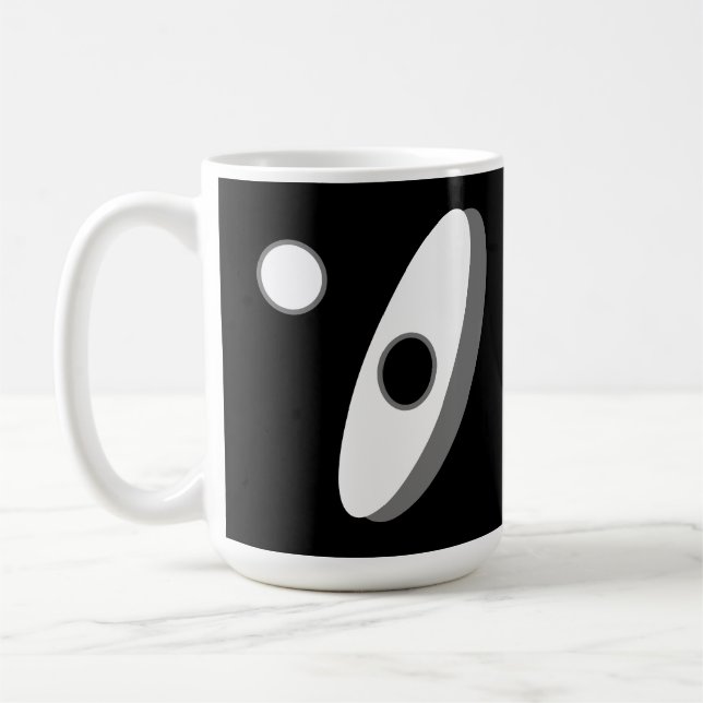Moderna abstrakta former i svart och vitt kaffemugg (Vänster)