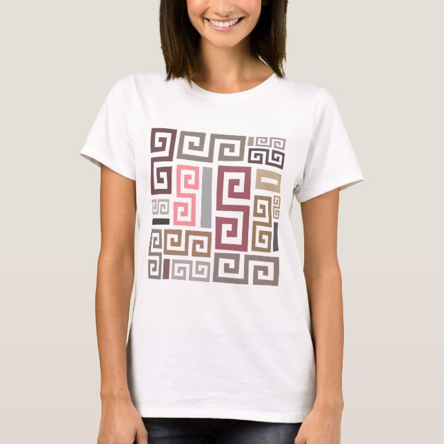moderna abstrakta konstnärliga färgade linjer t shirt (Framsida)