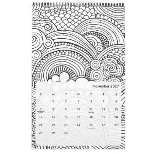 Moderna abstrakta mönster för färgläggning kalender