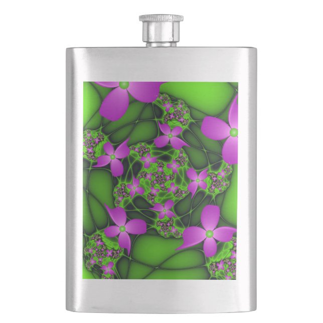 Moderna abstrakta neon rosa gröna fraktal blommor fickplunta (Framsidan)