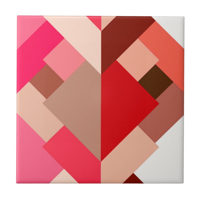 Moderna abstrakta trianglar, korallröd och rosa kakelplatta (Framsidan)
