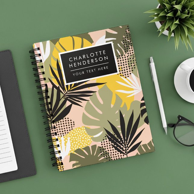 Moderna abstrakta tropiska blad och prickar anteckningsbok (Skapare uppladdad)