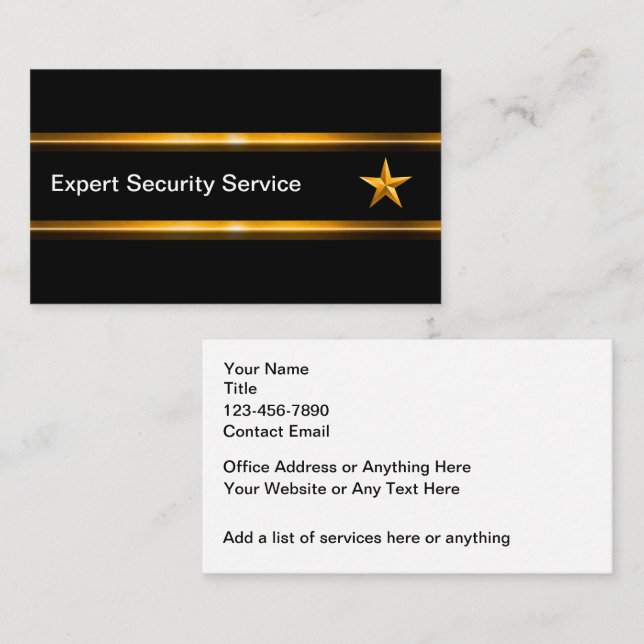 Moderna Affärskort för Classy Security Services Visitkort (Fram/baksida)
