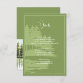 Moderna akvarellbergssjöbröllopsdetaljer tilläggskort