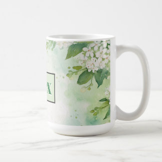 Moderna akvarellgröna blommor & anpassa kaffemugg