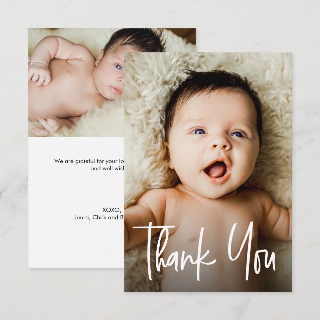 Moderna anpassade foton Små anteckningar Baby Show (Fram/baksida)